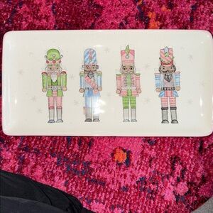 Peppermint & Pine Nutcracker Christmas Serving Platter plaster dish party plate